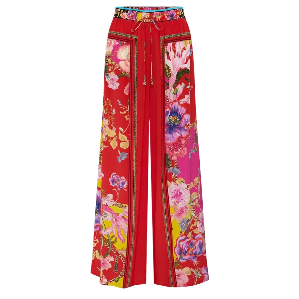 new The Beetles Pink Purple Floral Wide Straight Leg Pants - Picture 17 of 17